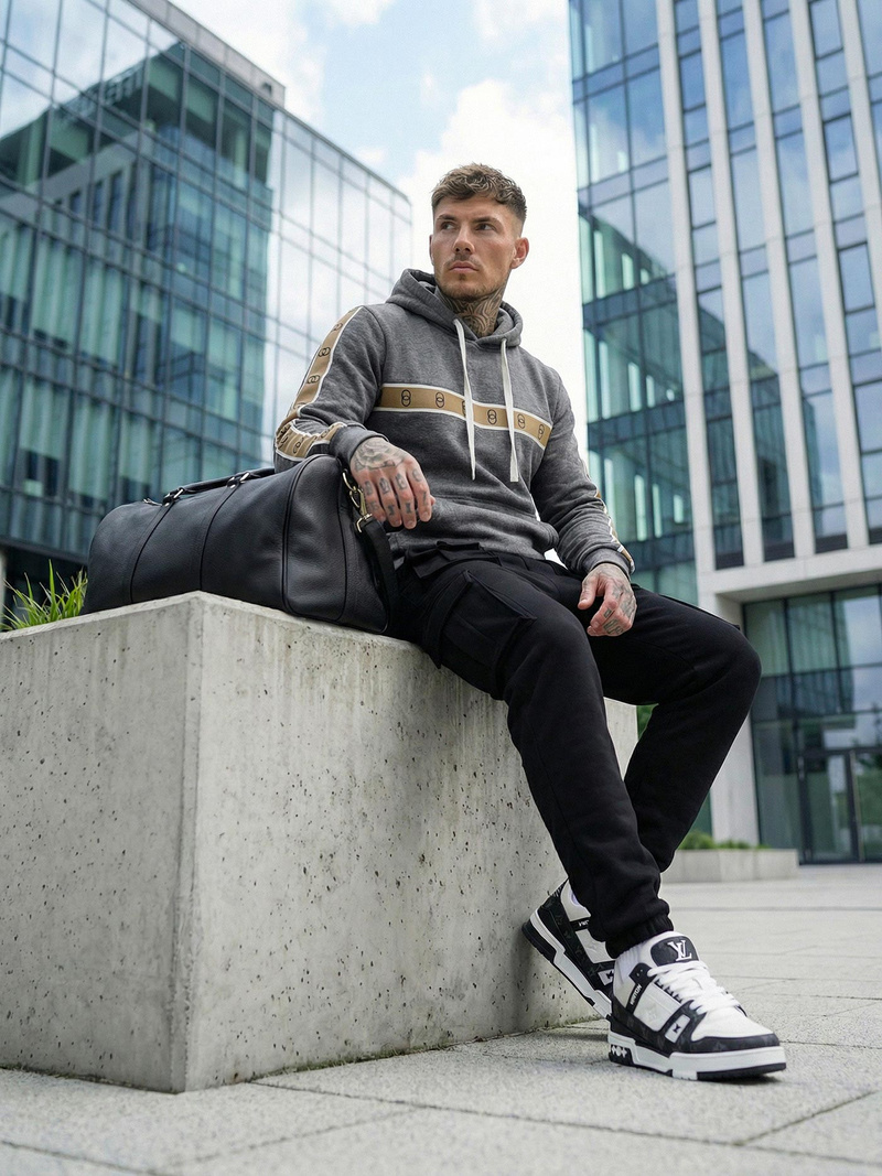 Мъжки суитшърт с качулка графитен OZONEE JS/8B1729/5Z