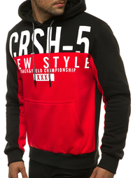 Мъжки суитшърт с качулка червена OZONEE JS/KS2115