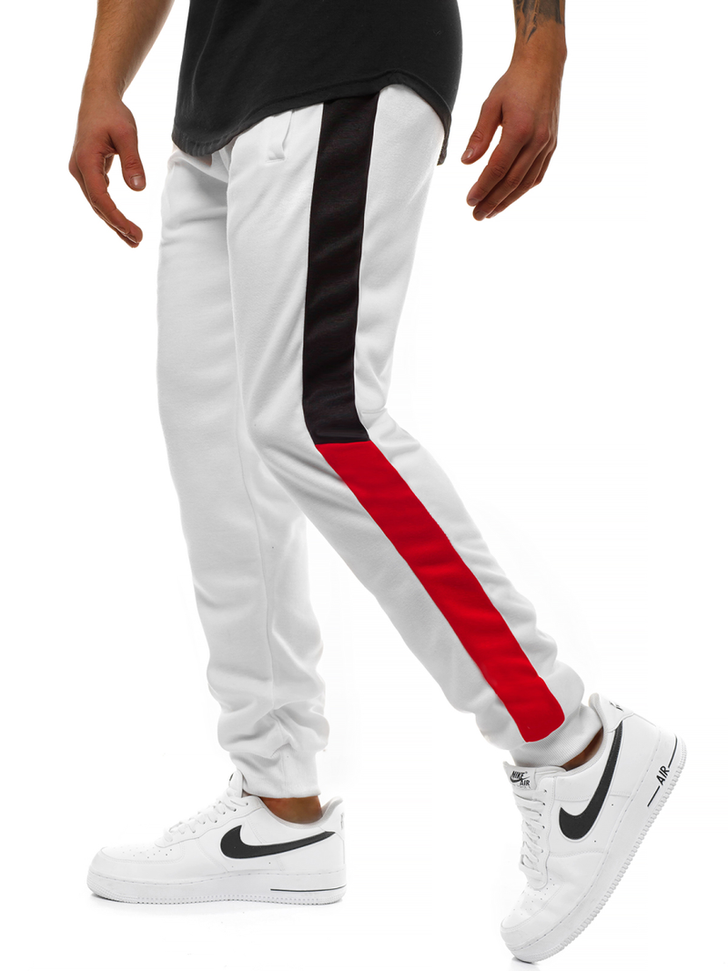 Мъжко долнище на анцуг бяло OZONEE JS/JZ11012