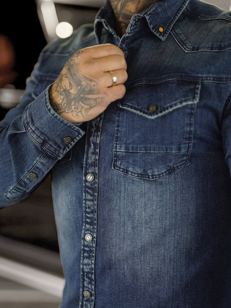 Мъжка риза тъмно-синя OZONEE O/51411