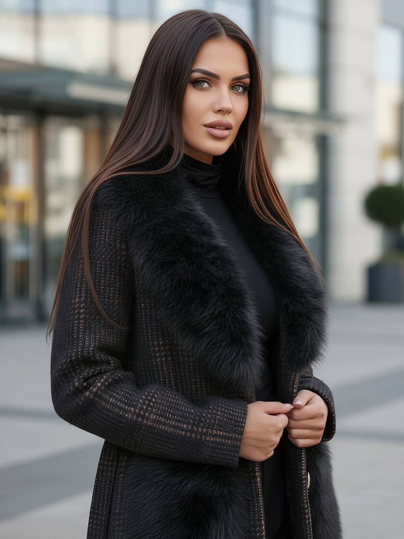 Дамско палто черен OZONEE JS/53M5200/1Z