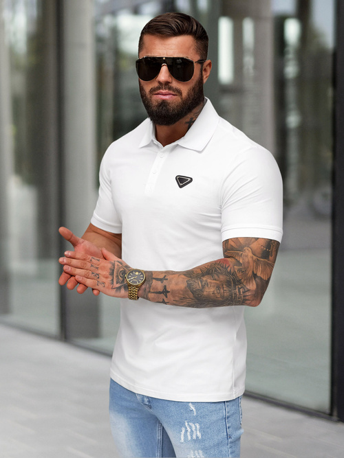 Мъжка поло тениска бяла OZONEE NB/MT3122