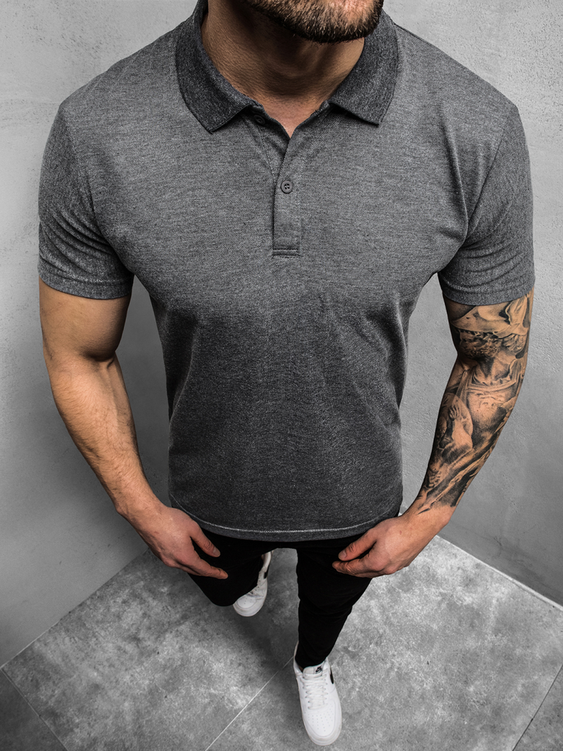 Мъжка поло тениска графитна OZONEE JS/GD01Z