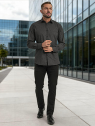 Мъжка риза черно OZONEE V/V184