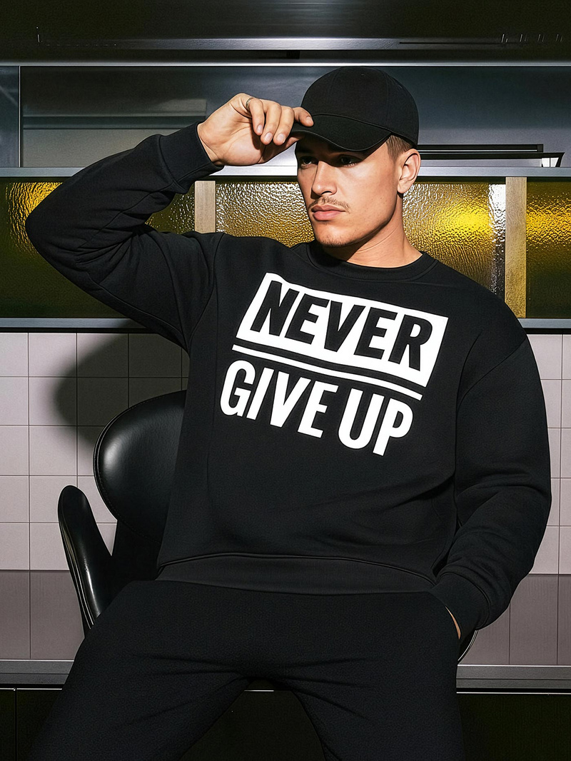 Мъжки суитшърт черен OZONEE JS/8B1769/3