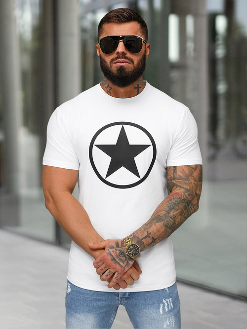 Мъжка Tениска бял OZONEE NB/MT3151