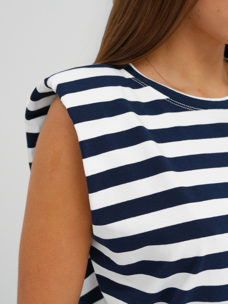 Дамска тениска бяло-тъмнсиня OZONEE JS/R61670