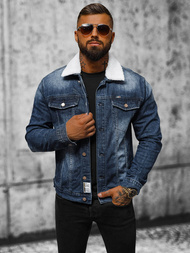 Мъжко джинсово яке шерпа тъмносиня OZONEE NB/MJ516BSZ