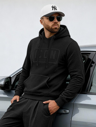 Мъжки суитшърт с качулка черен OZONEE JS/8B1975/3