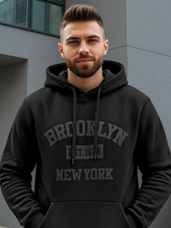 Мъжки суитшърт с качулка черен OZONEE JS/8B1969/3