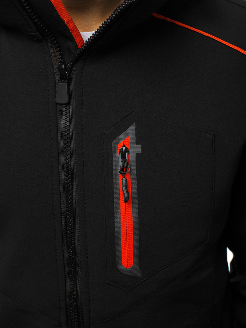 Мъжко яке SOFTSHELL черно и оранжево OZONEE GE/12259