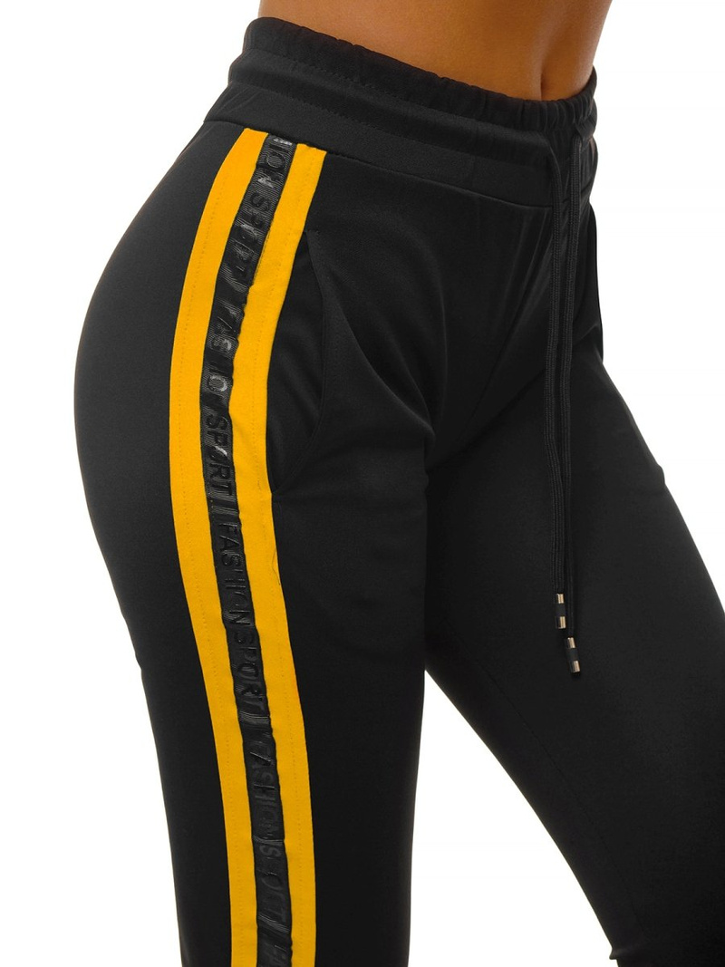 Дамски долнища на анцуг ччерно-жълто OZONEE O/82318