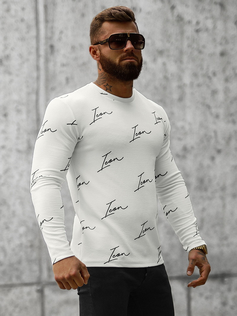 Мъжки суитшърт бяла OZONEE O/D7401