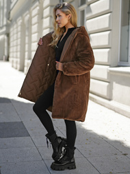 Дамско дълго зимно яке шоколад OZONEE JS/5M3352/158