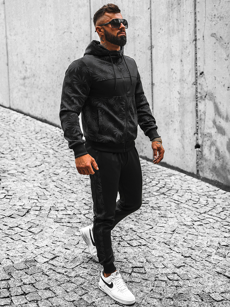 Мъжки спортен екип черен OZONEE JS/C8119