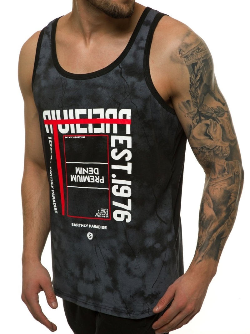 Мъжка тениска без ръкав черна OZONEE JS/SS11036