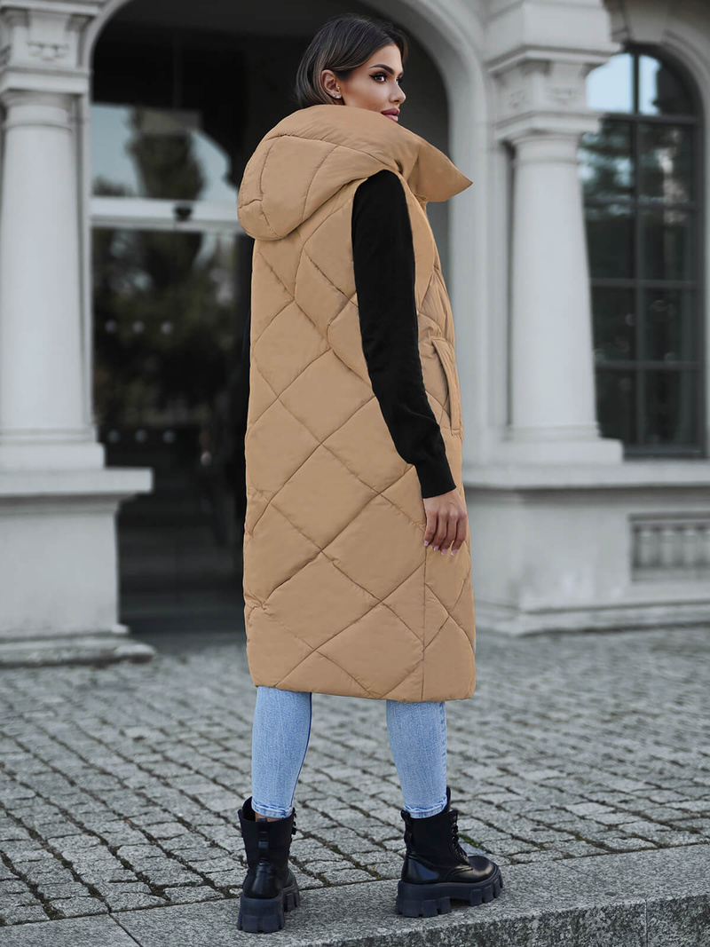 Дамска жилетка камел OZONEE JS/5M3165/84Z