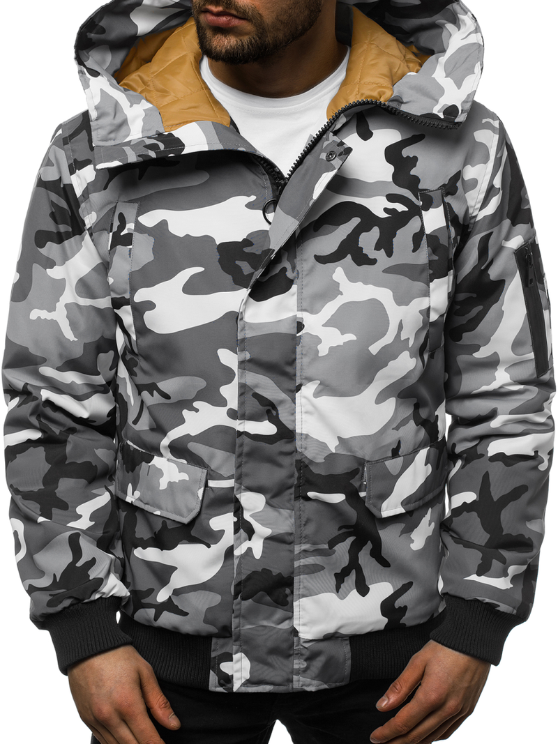 Мъжко яке камуфлаж сиво OZONEE JS/2019005