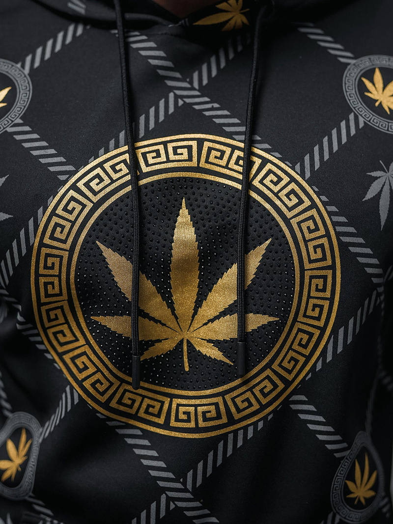 Мъжки суитшърт с качулка черен OZONEE O/B267Z