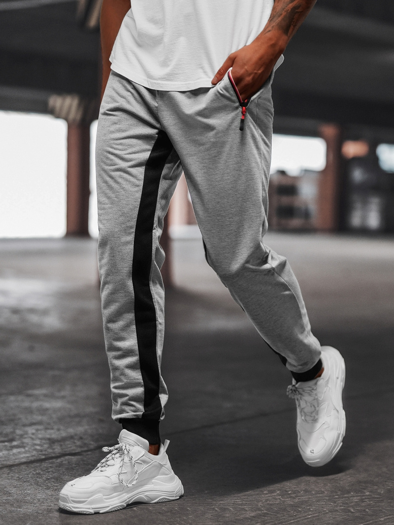 Мъжко долнище на анцуг сиво OZONEE JS/68K10357Z