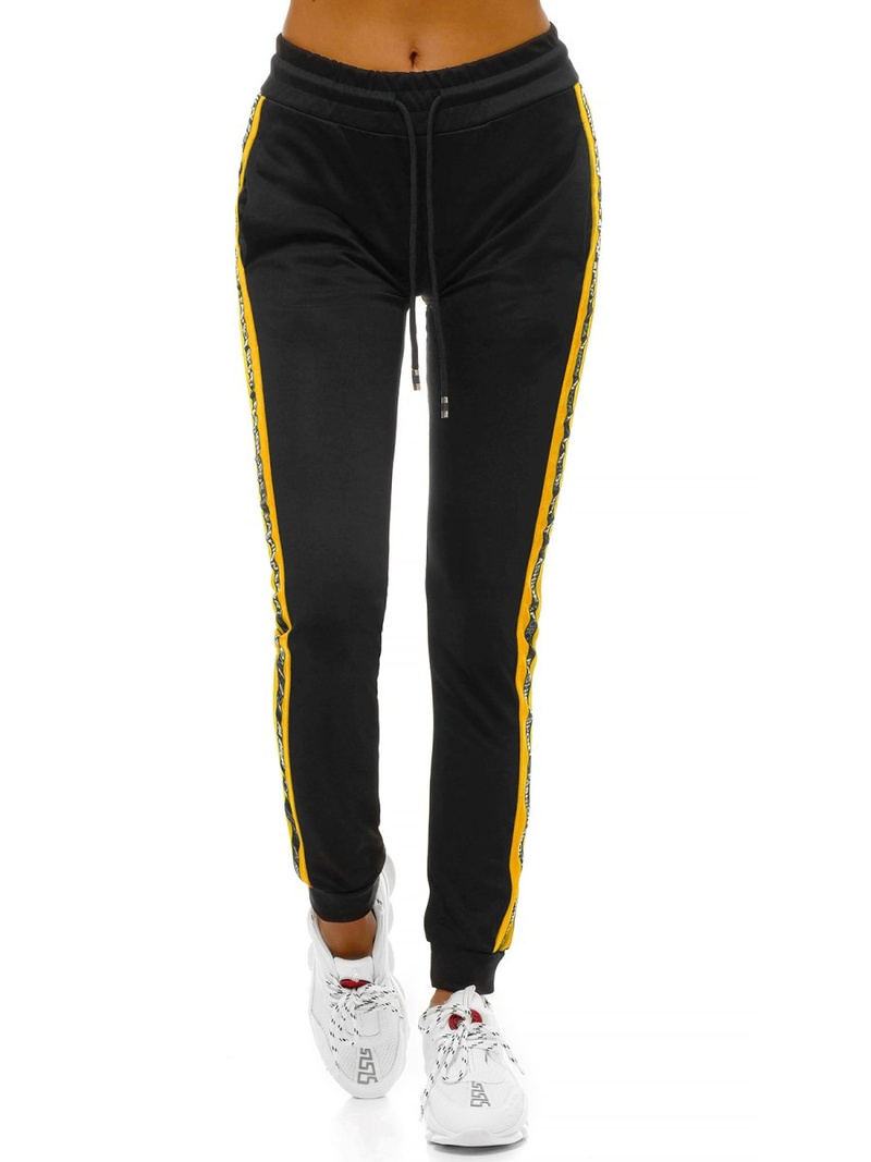 Дамски долнища на анцуг ччерно-жълто OZONEE O/82318