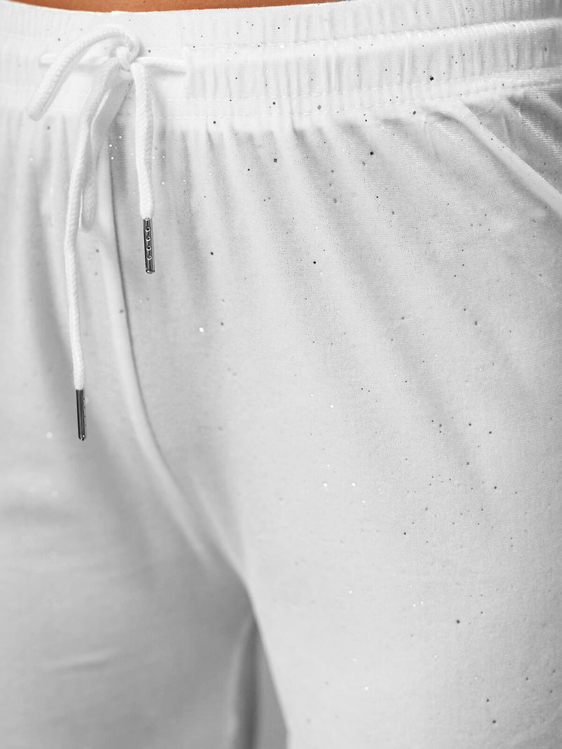 Дамски велурен панталон бяло OZONEE JS/92K519/1