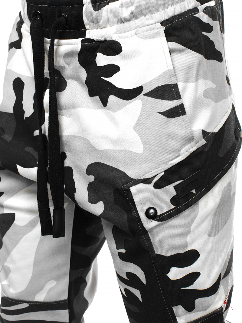 Мъжки панталони JOGGER черно-бяло OZONEE O/11103