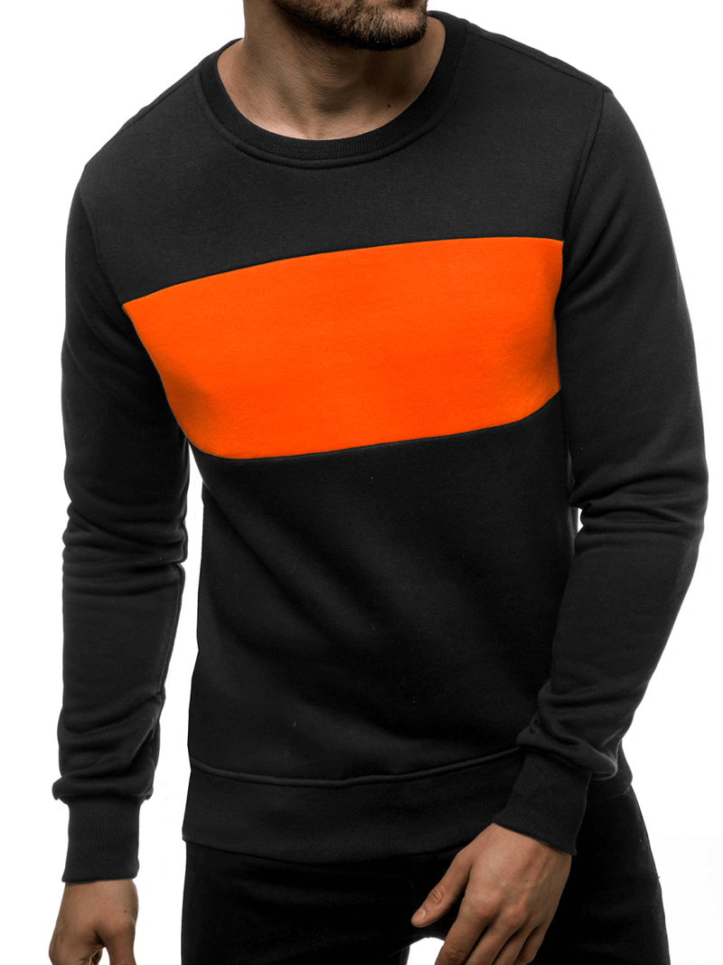 Мъжки суитшърт черно-оранжев OZONEE JS/2020/32