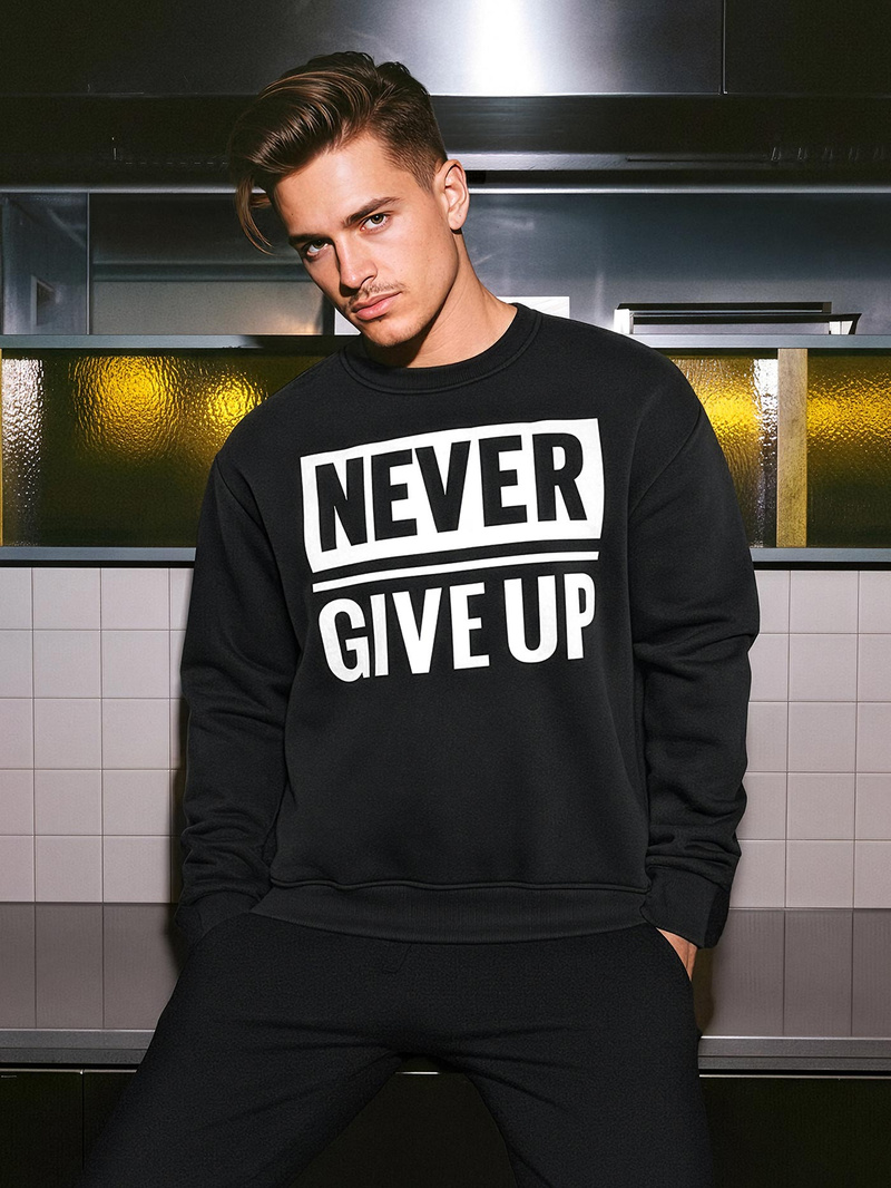 Мъжки суитшърт черен OZONEE JS/8B1769/3