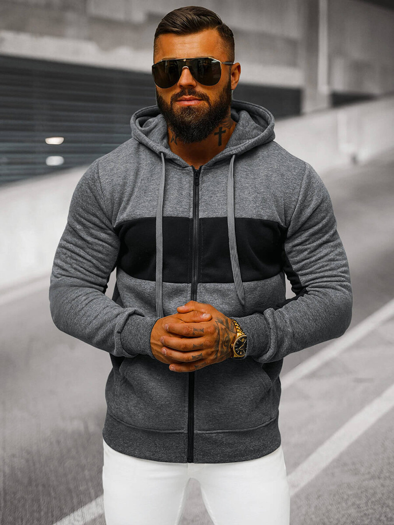 Мъжки суитшърт графитен OZONEE JS/8B1330/5