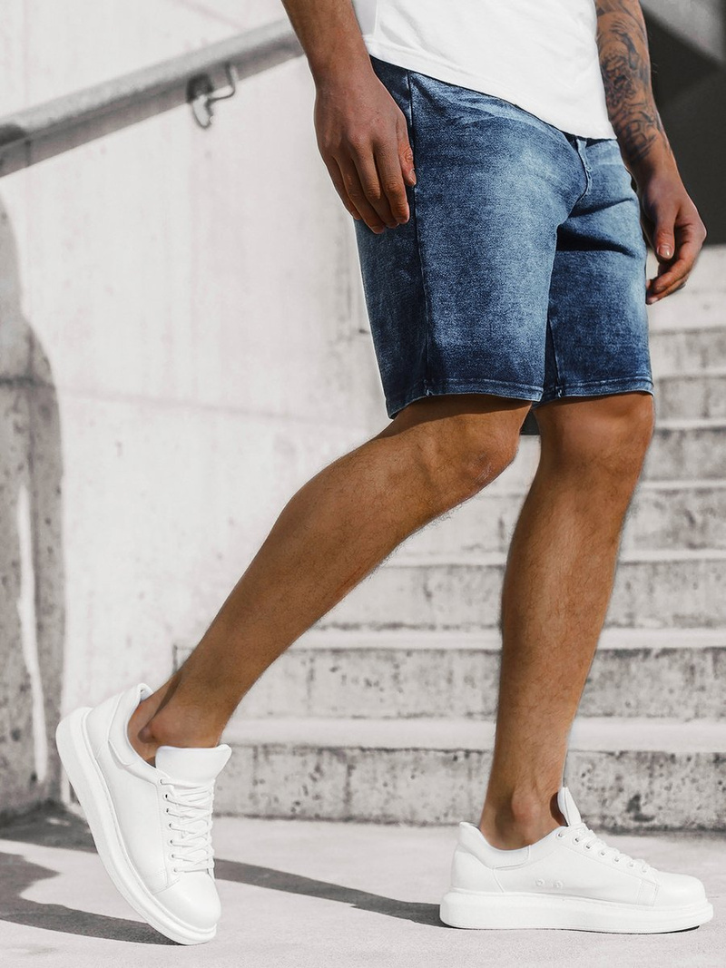 Мъжки къси дънкови панталони синьо OZONEE JS/KK1070/3