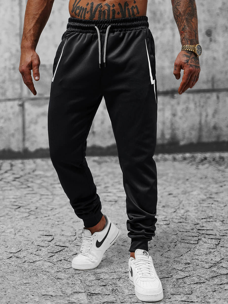 Мъжко долнище на анцуг черни OZONEE JS/8K165