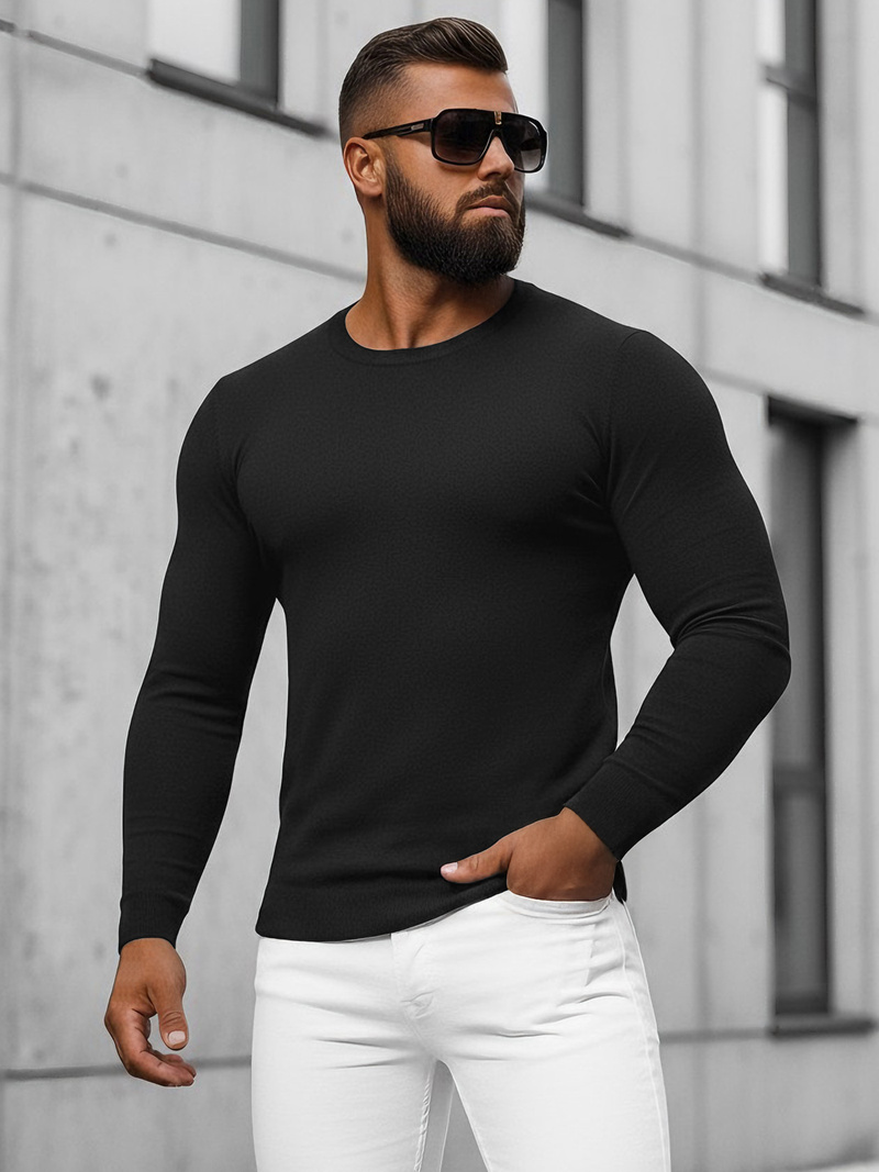 Мъжки пуловер черен OZONEE NB/MMB602/4Z