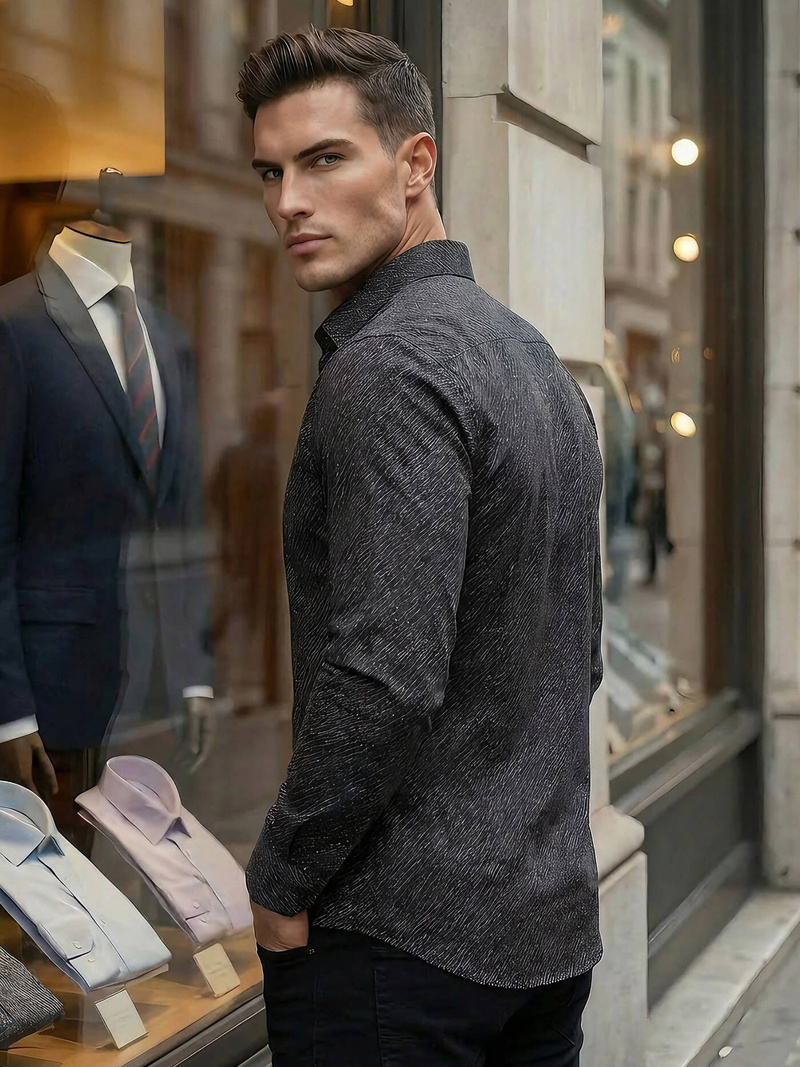 Мъжка риза черно OZONEE V/V184Z